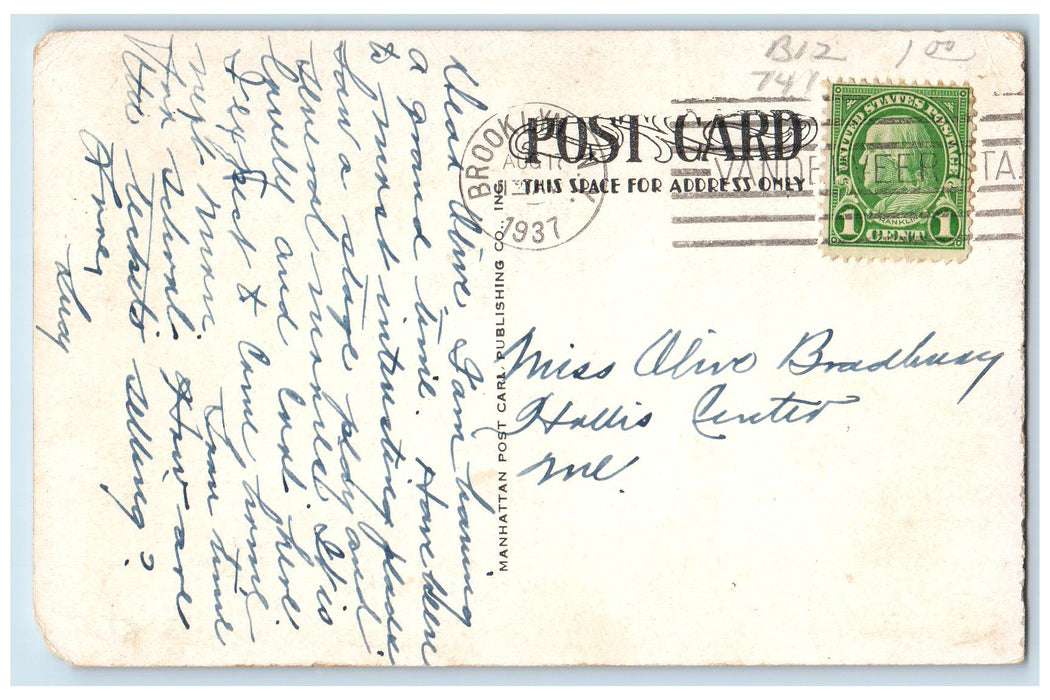 1937 Wall Street Financial District Business Buildings New York City NY Postcard