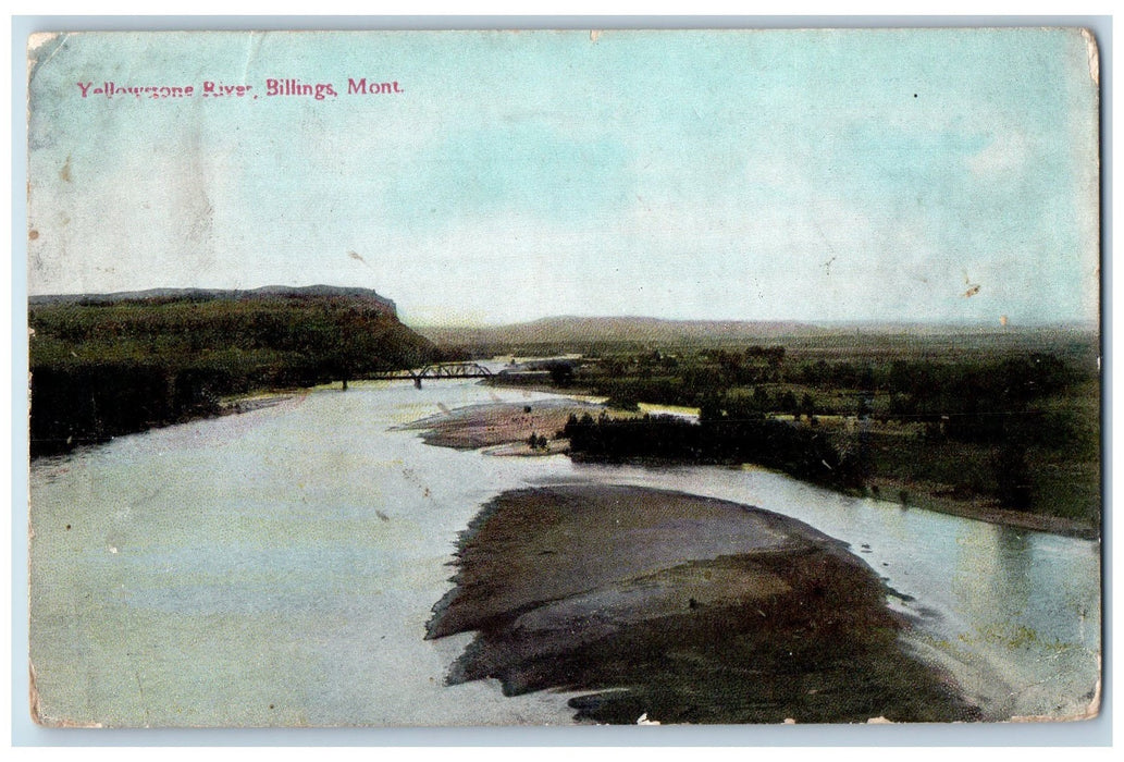 1915Yellowstone River Bridge Scene Billings Montana MT Unposted Vintage Postcard