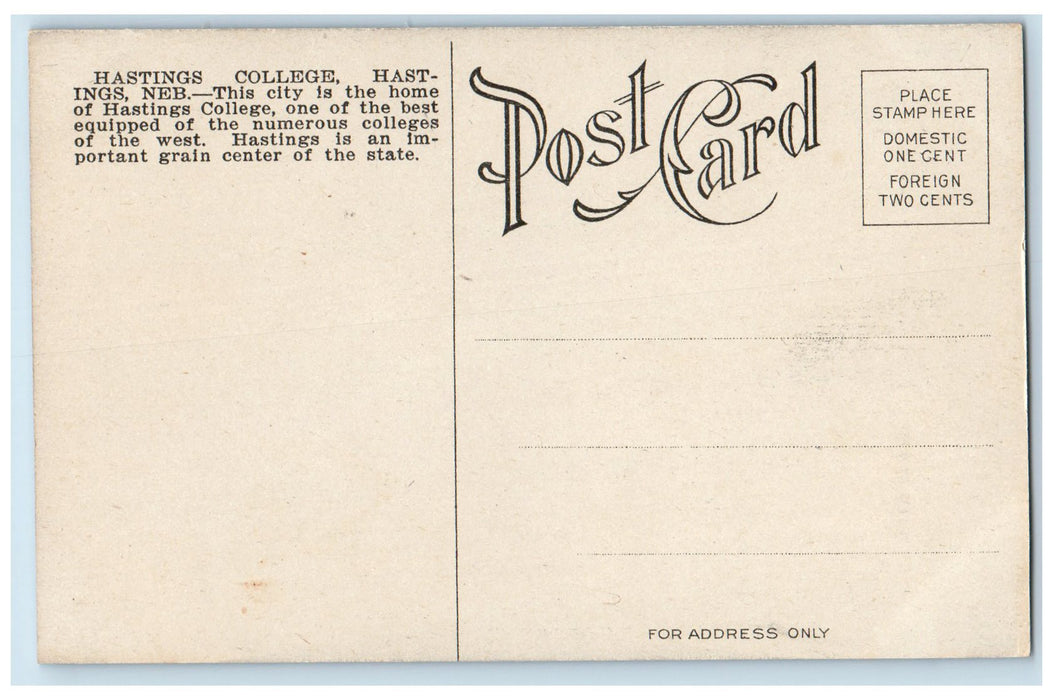 c1910s Hastings College Halls Exterior Scene Hastings Nebraska NE Tree Postcard