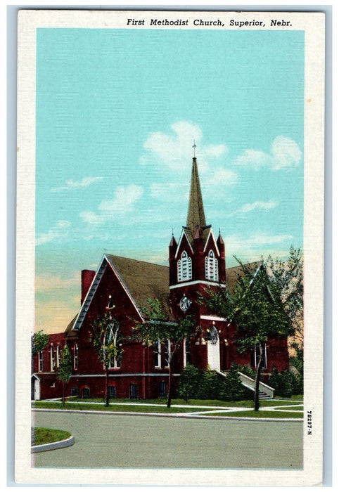 c1960s First Methodist Church Exterior Roadside Superior Nebraska NE Postcard