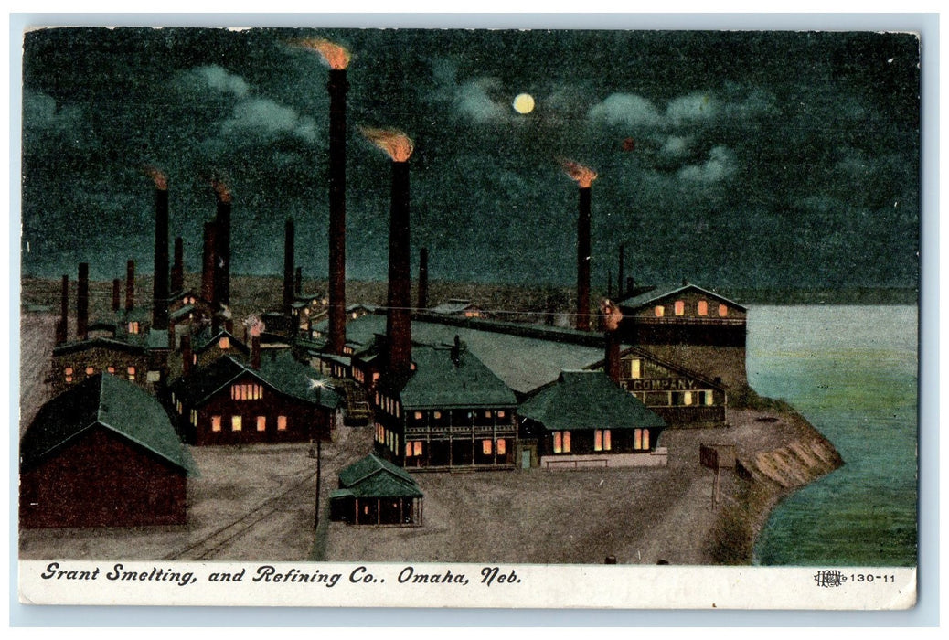 1908 Grant Smelting And Refining Company Omaha Nebraska NE Posted Moon Postcard