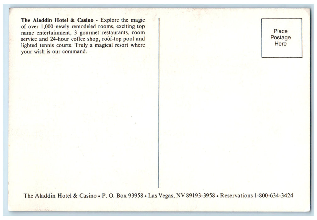 c1960's Aladdin Hotel And Casino Exterior View Las Vegas Nevada NV Cars Postcard