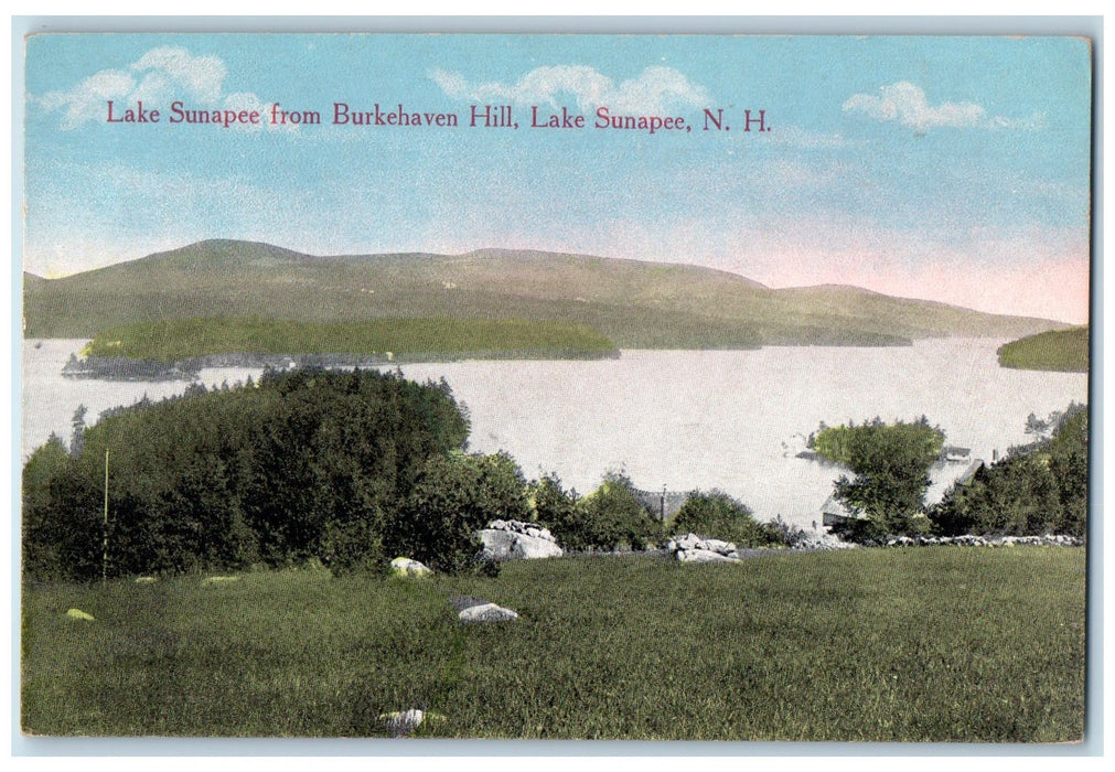 c1920's Lake Sunapee From Burkehaven Hill Lake Sunapee New Hampshire NH Postcard