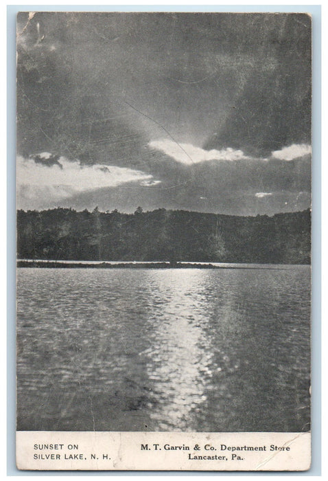 c1940s Sunset On Silver Lake Scene New Hampshire NH Unposted Vintage Postcard