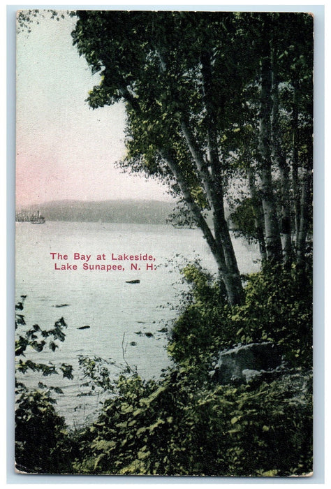 c1920's The Bay At Lakeside Lake Sunapee New Hampshire NH Unposted Tree Postcard