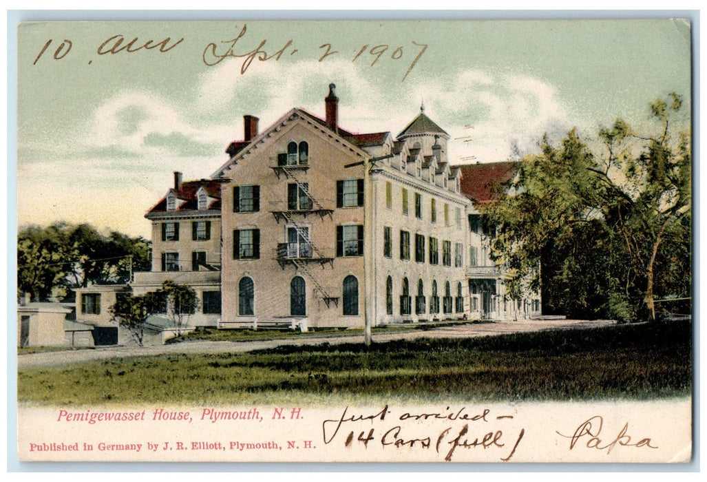 1907 Pumigewasset House Exterior Plymouth New Hampshire NH Posted Trees Postcard