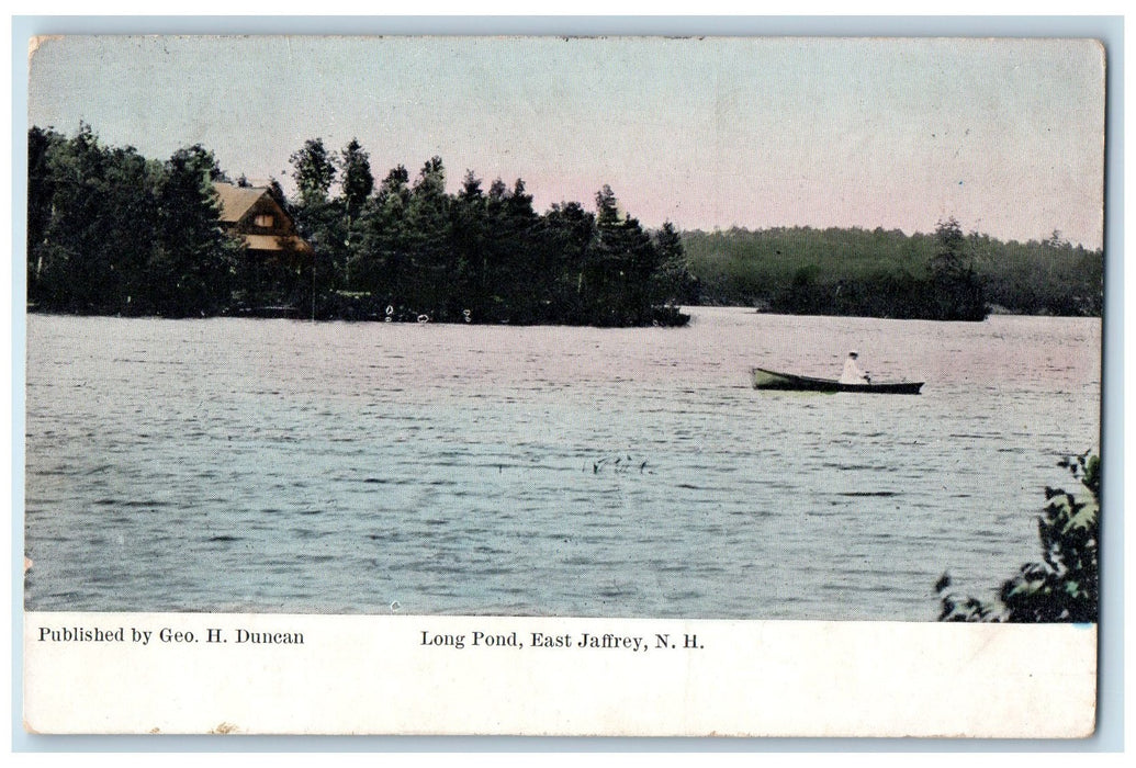 1914 Long Pond East Canoeing Scene Jaffrey New Hampshire NH Posted Tree Postcard