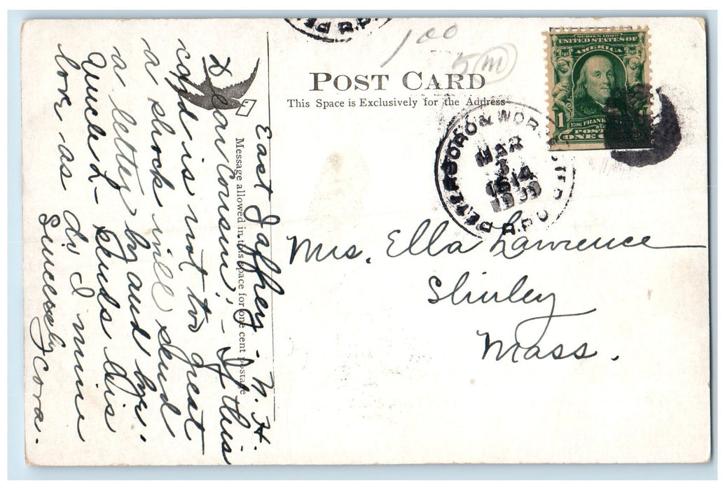 1914 Long Pond East Canoeing Scene Jaffrey New Hampshire NH Posted Tree Postcard