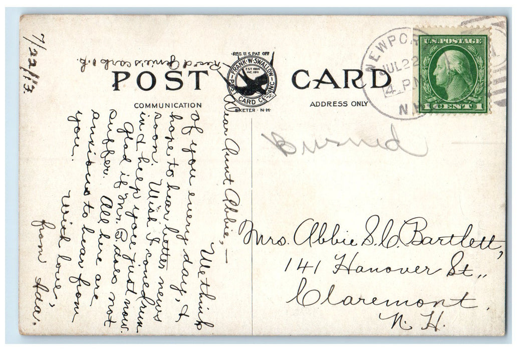 1913 Harlakenden The Summer Capitol Cornish New Hampshire NH Posted Postcard