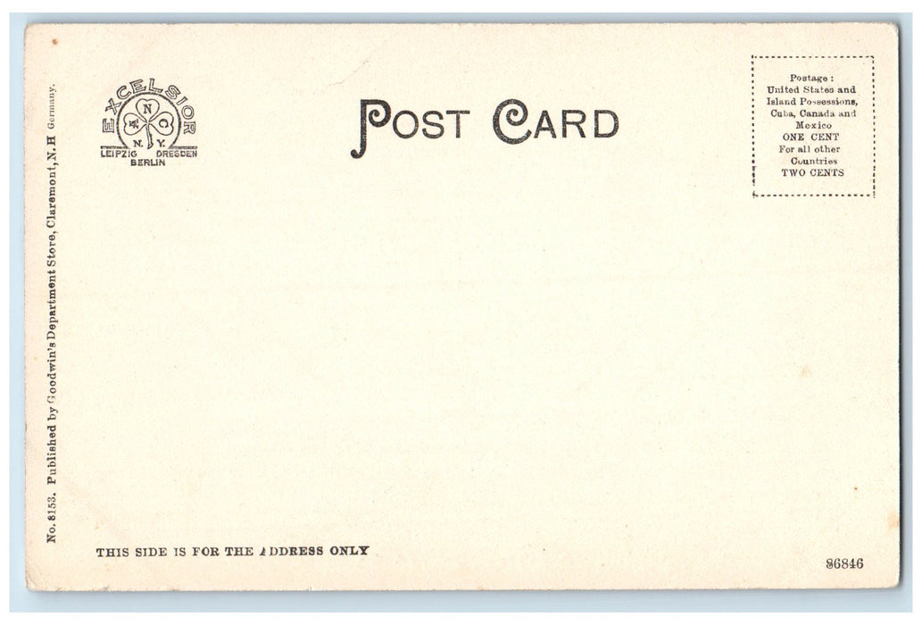 c1905s Public Library Exterior Roadside Claremont New Hampshire NH Tree Postcard