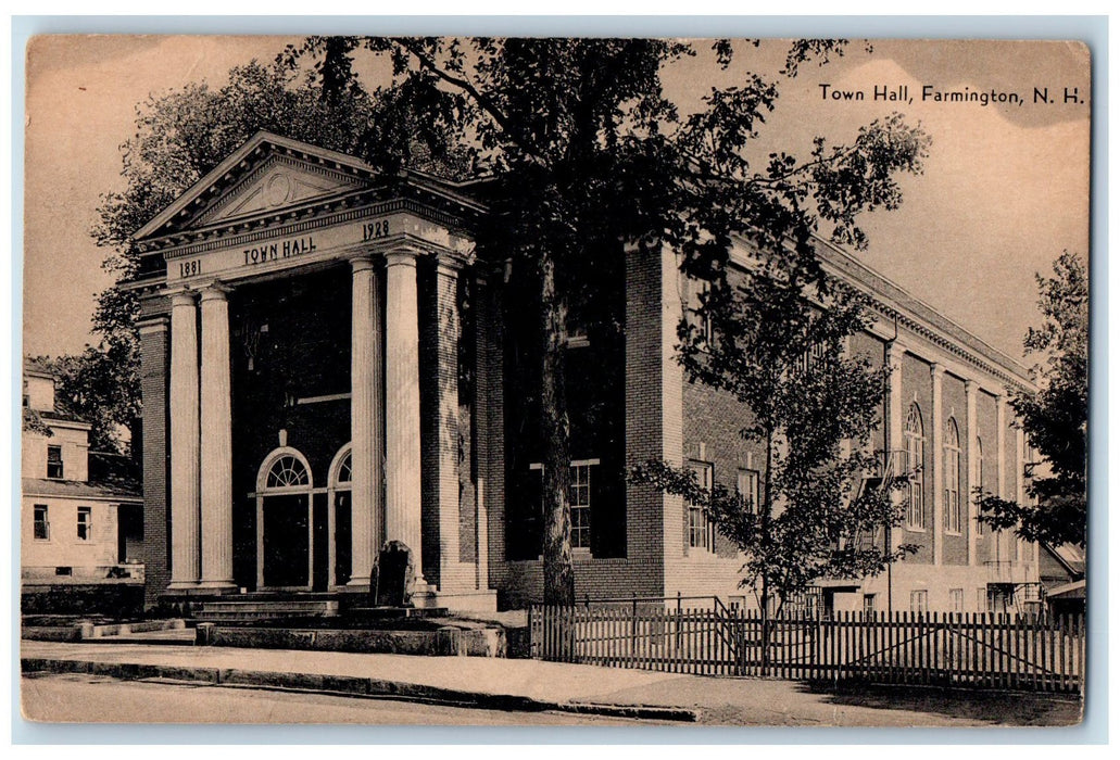 1947 Town Hall Exterior Roadside Farmington New Hampshire NH Posted Postcard