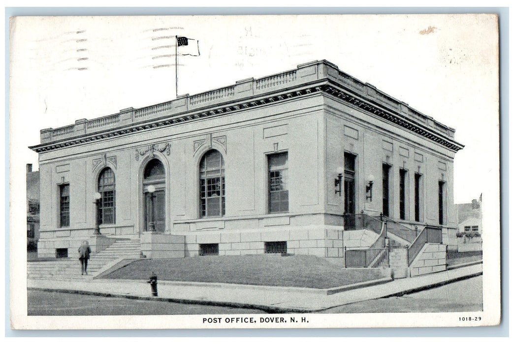 1944 Post Office Exterior Roadside View Dover New Hampshire NH Unposted Postcard