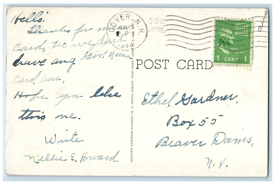 1944 Post Office Exterior Roadside View Dover New Hampshire NH Unposted Postcard