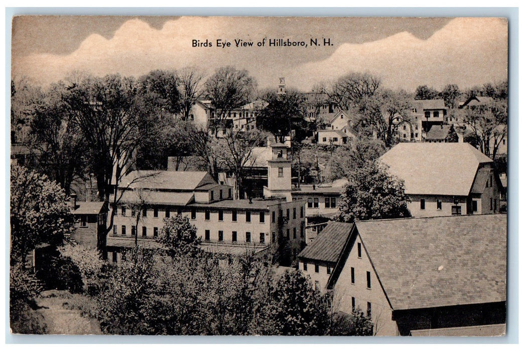 c1940s Birds Eye View Of Hillsboro New Hampshire NH Unposted Houses Postcard