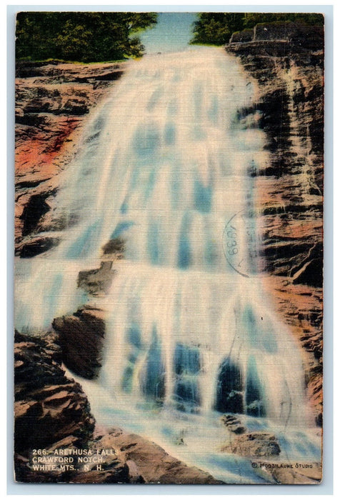 1939 Arethusa Falls Crawford Notch White Mts. New Hampshire NH Posted Postcard