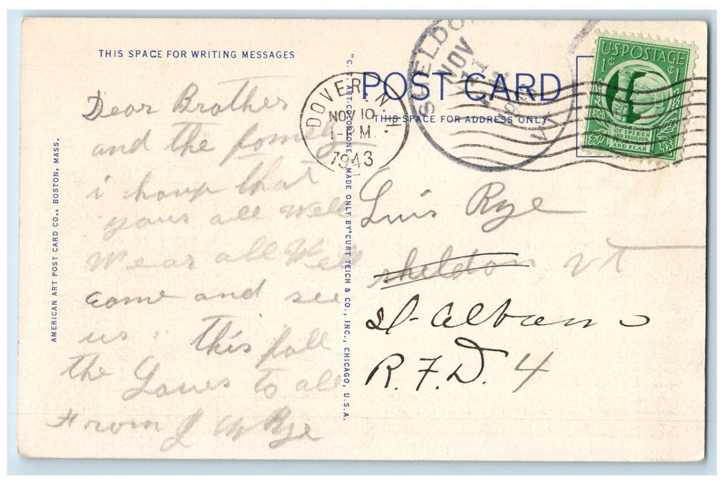 1943 Little Bay Bridge Over Pistaqua River Between Dover-Portsmouth NH Postcard
