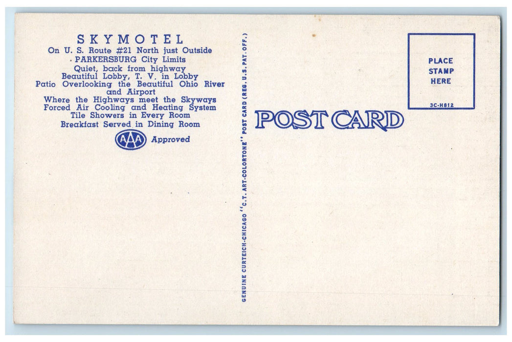 c1960s Sky Motel Exterior Roadside North Parkesburg West Virginia VA Postcard