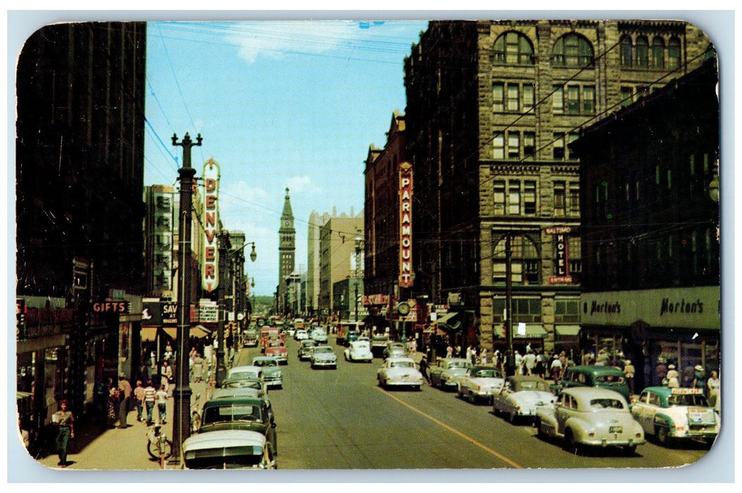 1953 The Mile High City Business District Denver Colorado CO Posted Postcard