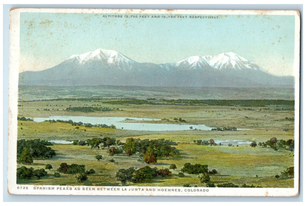 c1940s Spanish Peaks As Seen Between La Junta And Hoehnes Colorado CO Postcard