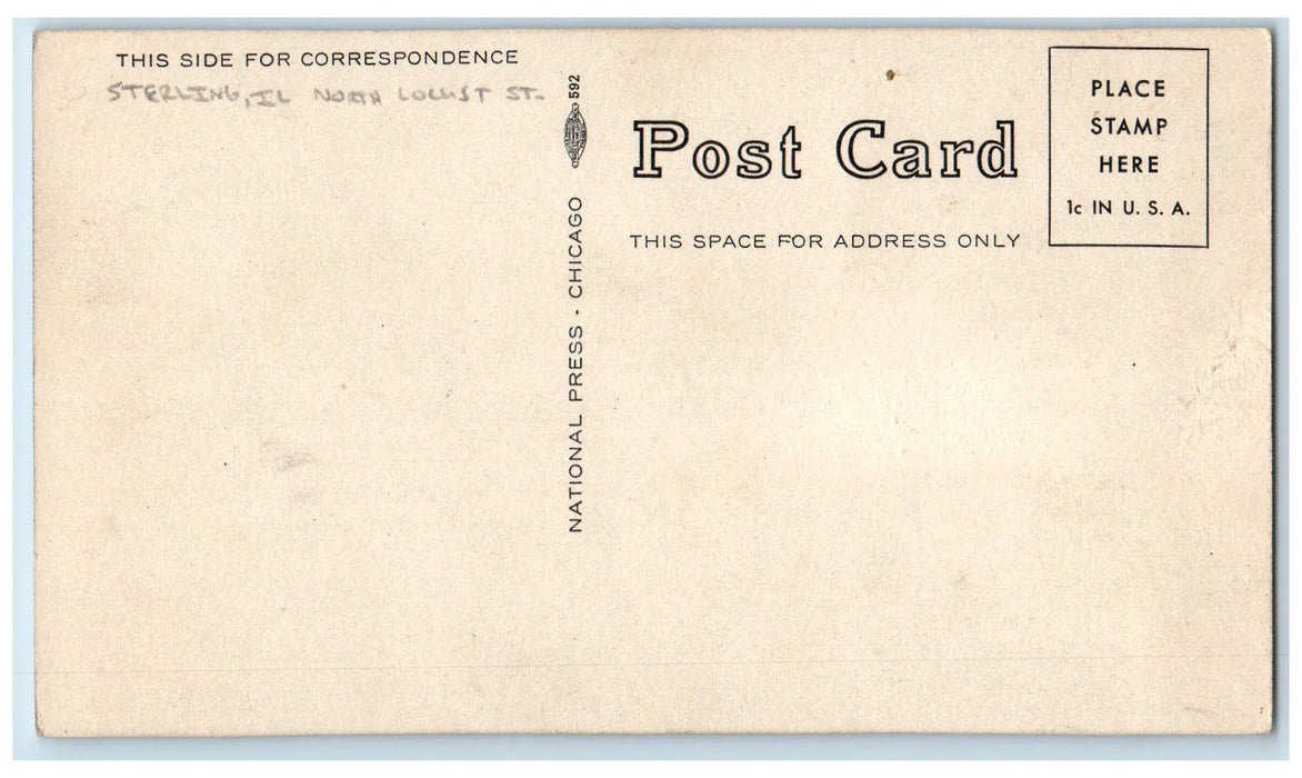 c1940s North Locust Street Horse Carriage Sterling Illinois IL Unposted Postcard