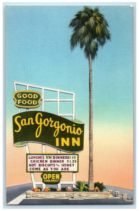 c1940s San Gorgonio Inn Restaurant Sign Banning California CA Unposted Postcard