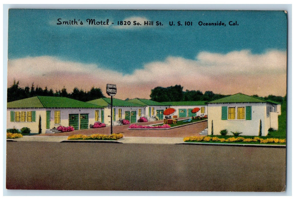 c1940s Smith's Motel Exteior Roadside Oceanside California CA Unposted Postcard