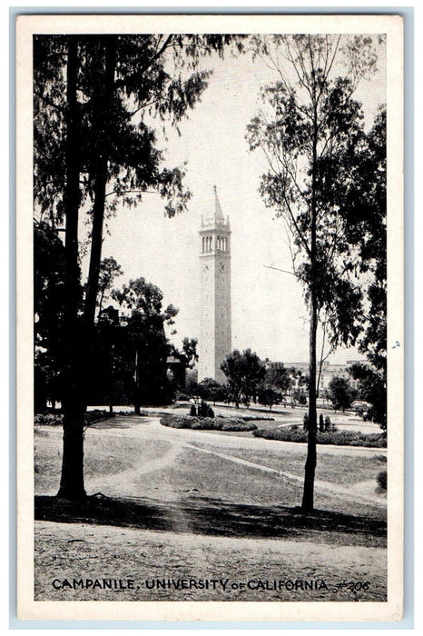 c1940's Campanile Scene University Of California Berkeley California CA Postcard