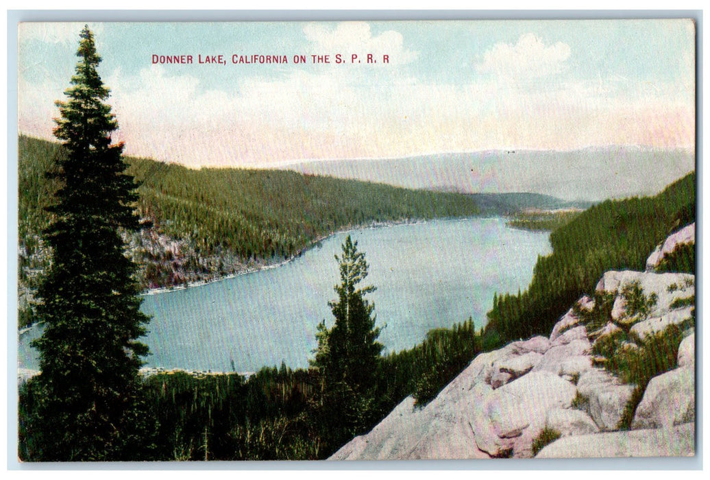 c1920's Donner Lake California On The South Pacific Railroad CA Trees Postcard