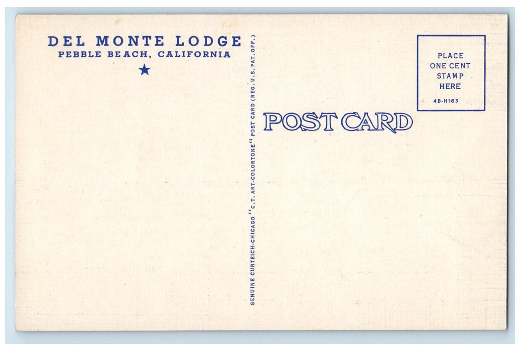 c1940s Del Monte Lodge Exterior Pebble Beach California CA Unposted  Postcard