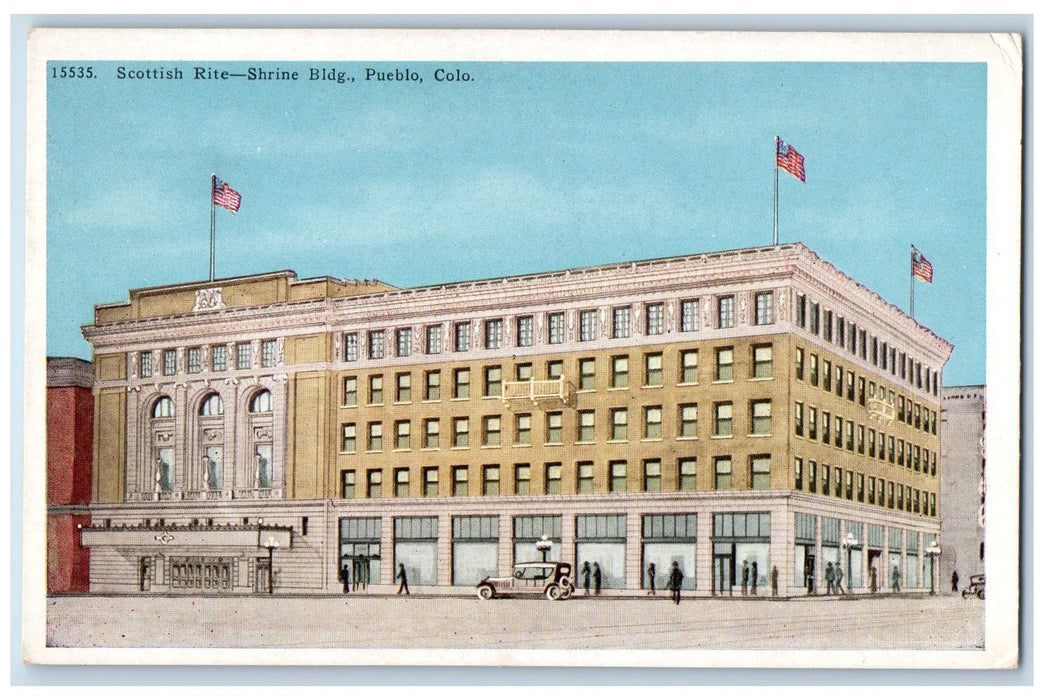 c1920s Scottish Rite Shrine Building Scene Pueblo Colorado CO Unposted Postcard