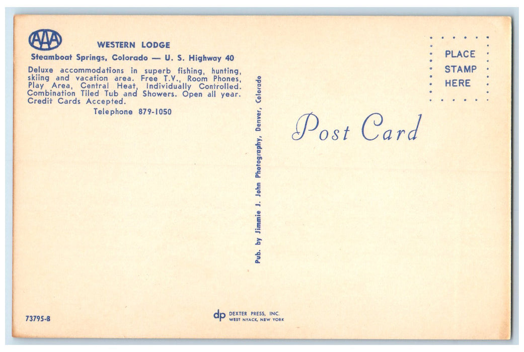 c1960s Western Lodge Roadside Steamboat Springs Colorado CO Posted Tree Postcard