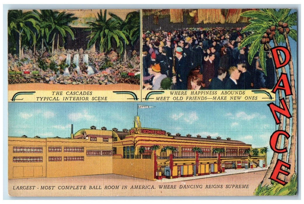 c1940s Coconut Grove Exterior Roadside Salt Lake City Utah UT Unposted Postcard