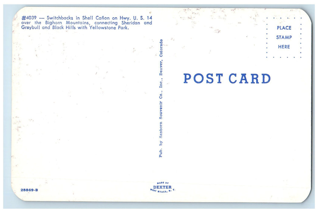 c1960s Switchbacks In Shell Canyon Yellowstone Park Wyoming WY Rocks Postcard