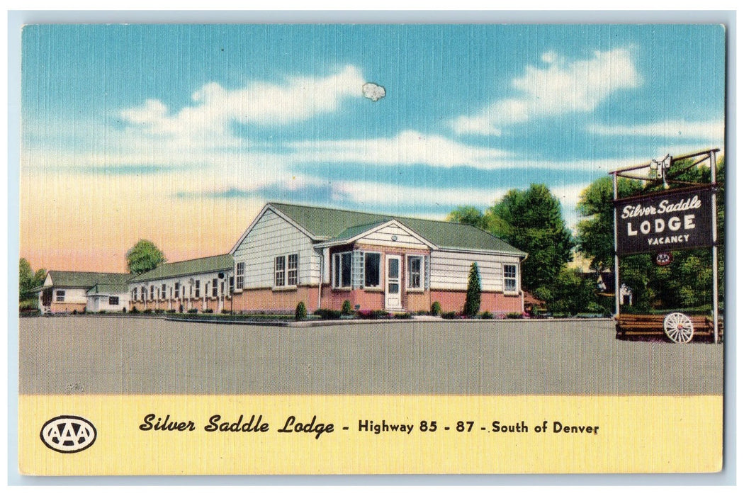 c1940s Silver Saddle Lodge Exterior Roadside Littleton Colorado CO Sky Postcard