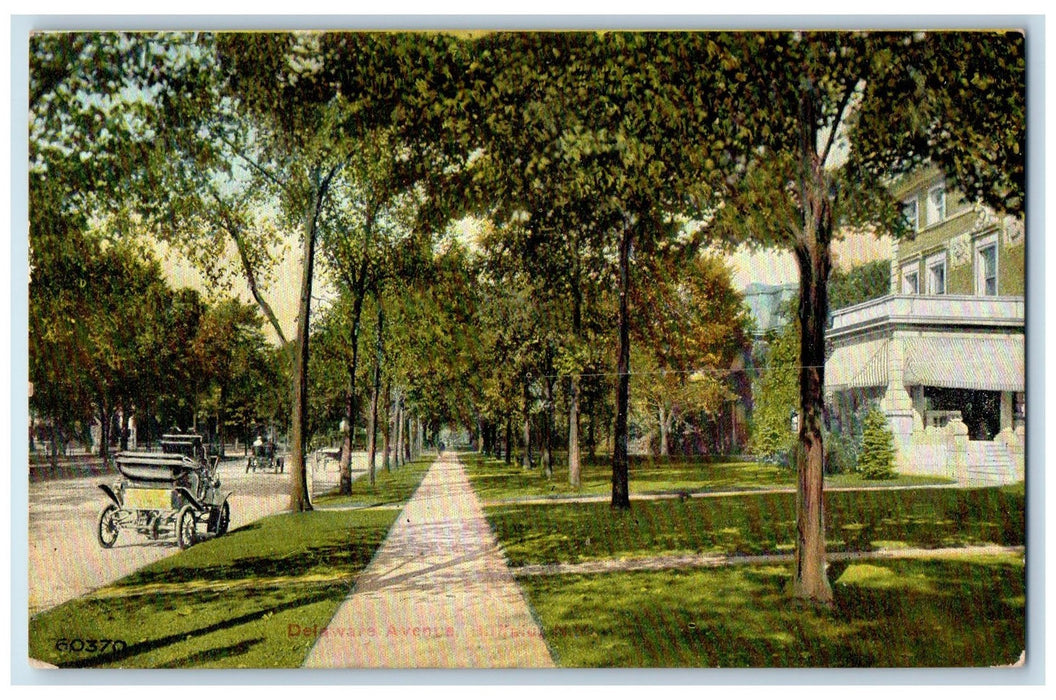 1910 Delaware Avenue Street View Classic Cars Trees Buffalo New York NY Postcard