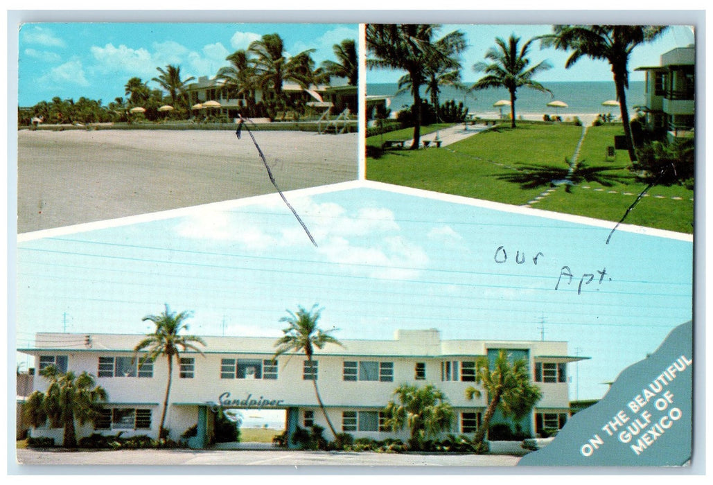 1970 The Sandpiper Apartment Motel North Redington Beach Florida FL Postcard