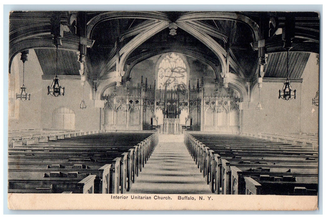 1907 Interior Unitarian Church Rooftop Design Views Buffalo New York NY Postcard