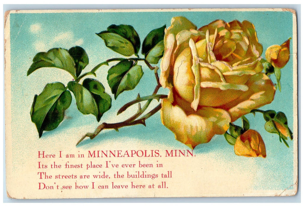 1909 Greetings From Minneapolis Minnesota MN Posted Embossed Flower Postcard