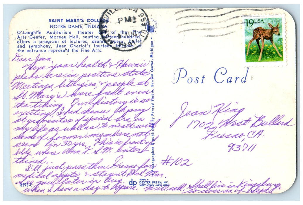 1991 Saint Mary's College Scene Notre Dame Indiana IN Posted Vintage Postcard