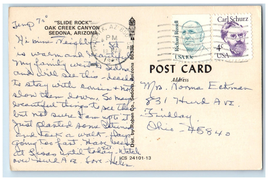 1988 Slide Rock Oak Creek Canyon Scene Sedona Arizona AZ Posted Vintage Postcard