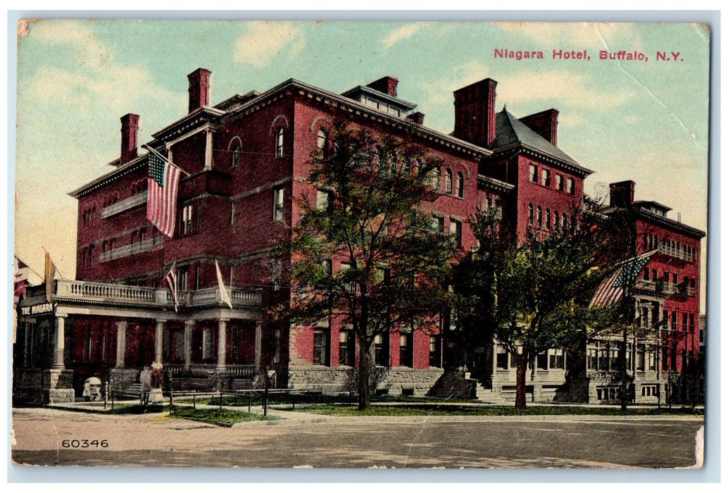 1911 Niagara Hotel Building Restaurant Entrance Buffalo New York NY Postcard