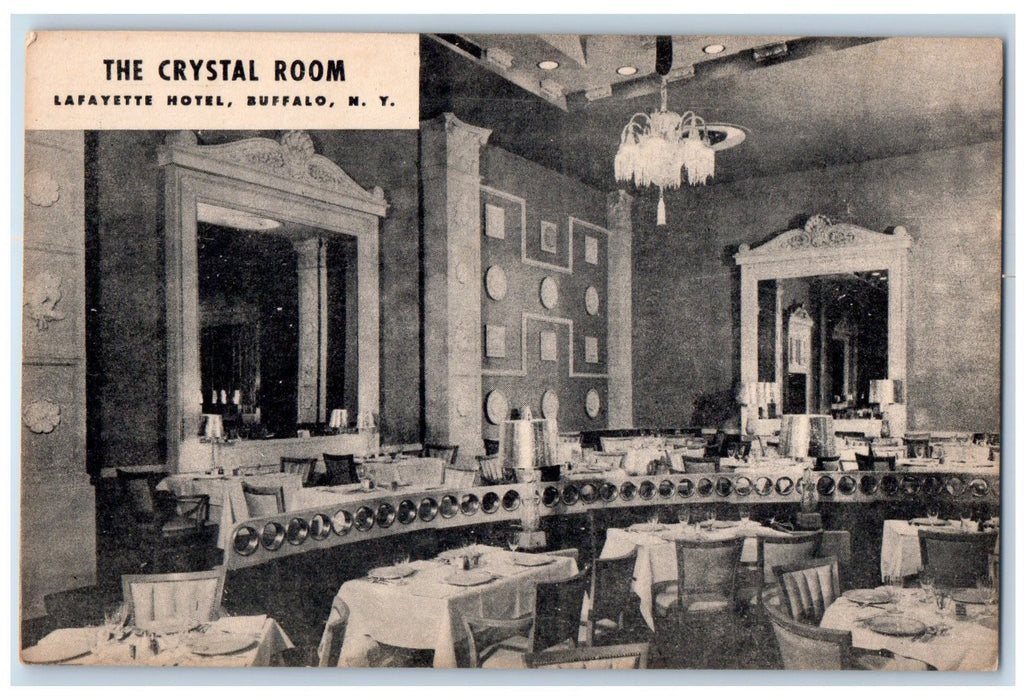 c1920's The Crystal Room Lafayette Hotel Restaurant Buffalo New York NY Postcard