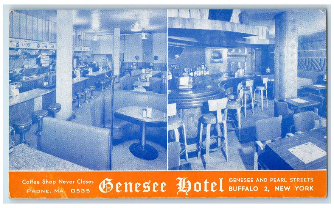 c1950 Genesee Hotel Restaurant Dining Multiple View Buffalo New York NY Postcard
