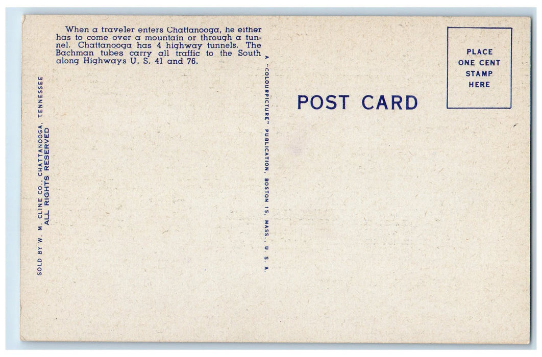 c1940s The Bachman Twin Tunnels Entering Chattanooga Tennessee TE Cars Postcard