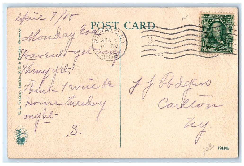 1908 Hotel Broezel Building Restaurant Carriage Classic Car Buffalo NY Postcard