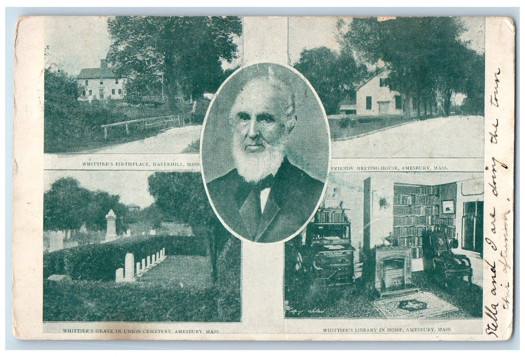 1906 Witthier's Birthplace Interior Portrait Amesbury Massachusetts MA Postcard