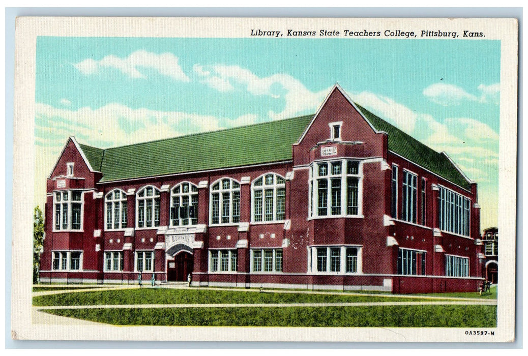 c1940's Library Kansas State Teachers College Scene Pittsburg Kansas KS Postcard