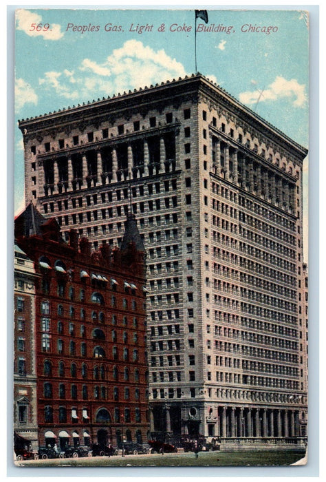 1914 People Gas Light And Coke Building View Chicago Illinois IL Posted Postcard