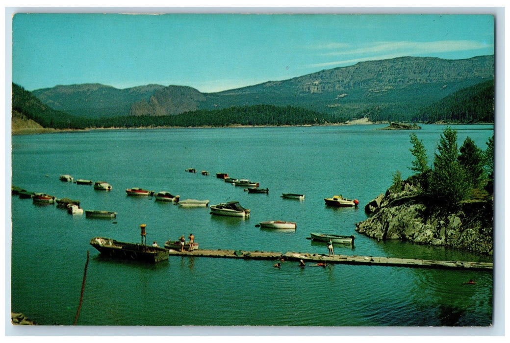 c1960s Boat Landing Tieton Reservoir Yakima County Washington WA Trees Postcard