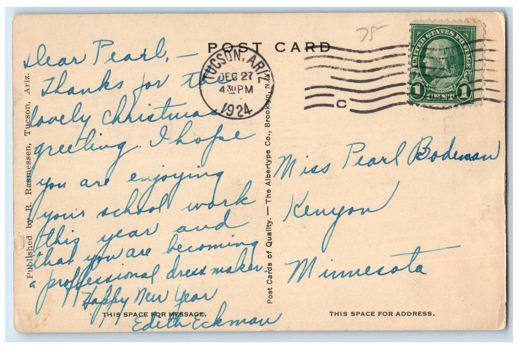 1924 Stuart Observatory Scene University Of Arizona Tucson Arizona AZ Postcard
